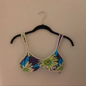 NEVER WORN aerie scoop tie strap floral bikini top